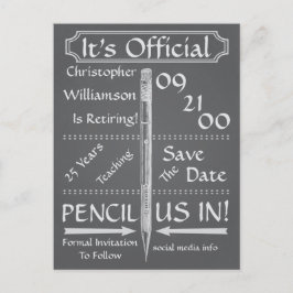 ヴィンテージChalkboard Retirement日付パーティーの保存 案内ポストカード