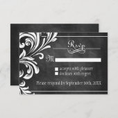 ヴィンテージChalkboard RSVPカード (正面/裏面)