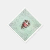 ヴィンテージCherubとハート スタンダードカクテルナプキン (角)