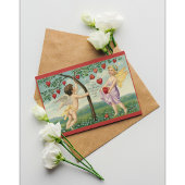 ヴィンテージCherubラブポストカードとロマンチックなハートD シーズンポストカード