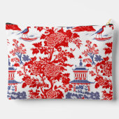 ヴィンテージChinoiserieデルフトレッドフランスのブルーモノグラム アクセサリーポーチ (裏面)