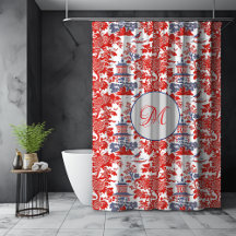 ヴィンテージChinoiserieデルフトレッドフランスのブルーモノグラム