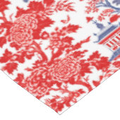 ヴィンテージChinoiserieデルフトレッドフランスのブルーモノグラム テーブルクロス (アングル)