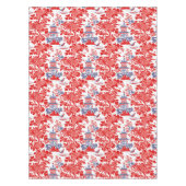 ヴィンテージChinoiserieデルフトレッドフランスのブルーモノグラム テーブルクロス (正面)