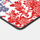 ヴィンテージChinoiserieデルフトレッドフランスのブルーモノグラム デスクマット (コーナー)