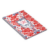 ヴィンテージChinoiserieデルフトレッドフランスのブルーモノグラム ノートブック (右側)