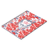 ヴィンテージChinoiserieデルフトレッドフランスのブルーモノグラム ノートブック (左側)