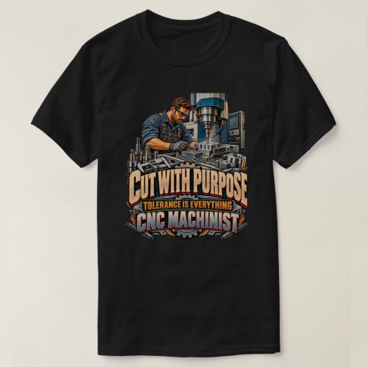 ヴィンテージCNC機械工 精密機械加工 Tシャツ (デザイン正面)