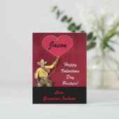 ヴィンテージCowboy Redロマンティックハート シーズンポストカード (スタンド正面)