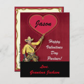 ヴィンテージCowboy Redロマンティックハート シーズンポストカード (正面/裏面)