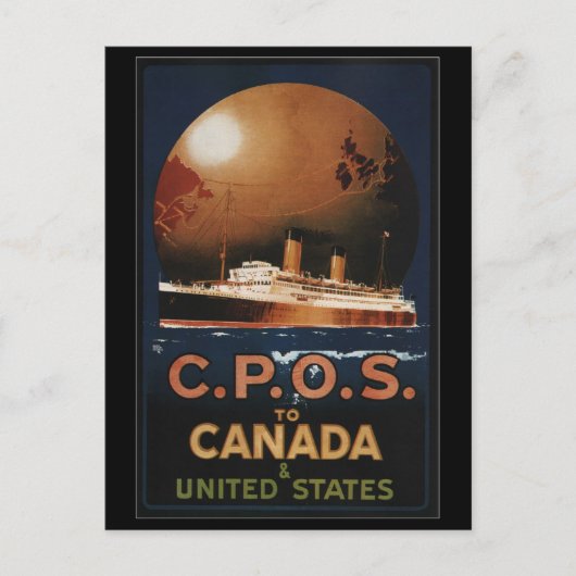 ヴィンテージCPOSからカナダへの統一された州出荷旅行 ポストカード (正面)