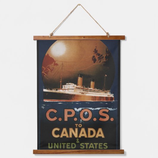 ヴィンテージCPOSからカナダへの統一された州出荷旅行 吊り下げ型タペストリー (正面)
