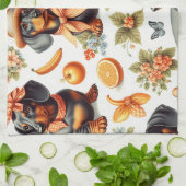 ヴィンテージDachshundシームレス キッチンタオル (折り畳み)