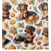 ヴィンテージDachshundシームレス シャワーカーテン (正面)