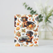 ヴィンテージDachshundシームレス ポストカード (スタンド正面)