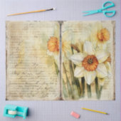 ヴィンテージDaffodil Junk Journal Pagesの切り離し 薄葉紙 (クラフト)