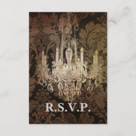 ヴィンテージdamask chandelier結婚式RSVP応答 出欠カード