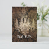 ヴィンテージdamask chandelier結婚式RSVP応答 出欠カード (スタンド正面)