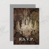 ヴィンテージdamask chandelier結婚式RSVP応答 出欠カード (正面/裏面)