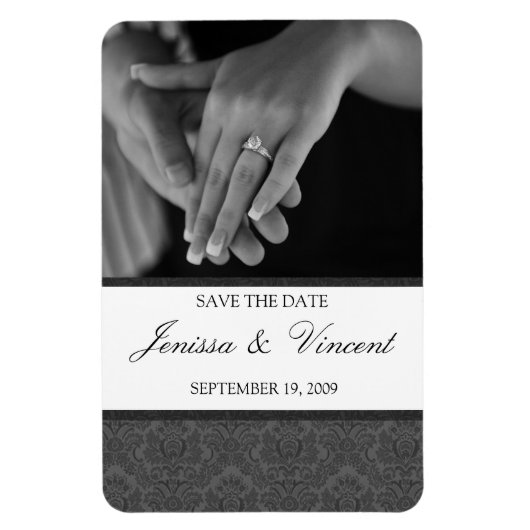 ヴィンテージDamask Save the Date Magnet 4" x 6" マグネット (縦)