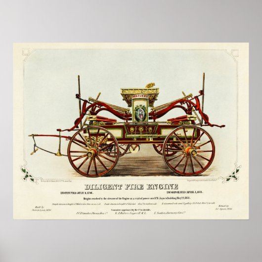 ヴィンテージDiligent Fire Engine, 1852, Restored ポスター (正面)