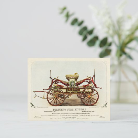 ヴィンテージDiligent Fire Engine, 1852, Restored ポストカード (スタンド正面)