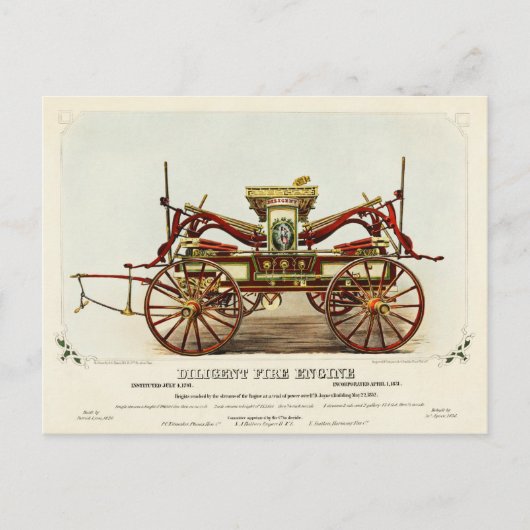 ヴィンテージDiligent Fire Engine, 1852, Restored ポストカード (正面)