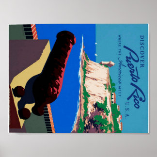 ヴィンテージDiscover Puerto Rico WPA Poster ポスター