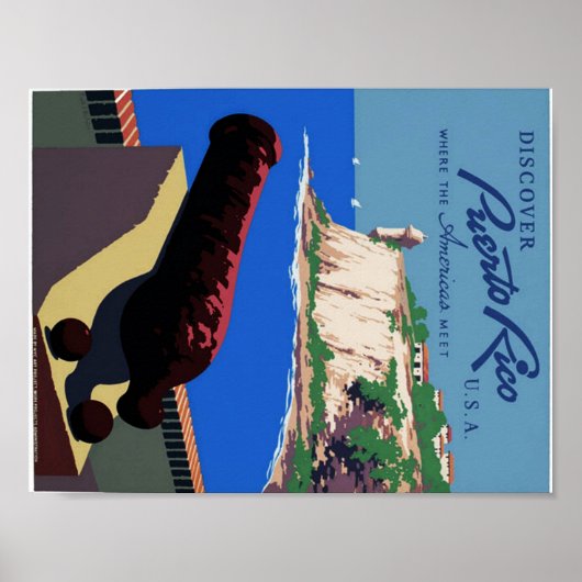 ヴィンテージDiscover Puerto Rico WPA Poster ポスター (正面)