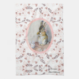 ヴィンテージDitsy Flower 恋しく思 Bunny Tetime キッチンタオル