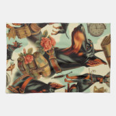 ヴィンテージDobermanシームレ絵画ス キッチンタオル (横)