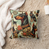 ヴィンテージDobermanシームレ絵画ス クッション (ブランケット)