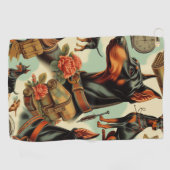 ヴィンテージDobermanシームレ絵画ス ゴルフタオル (横)