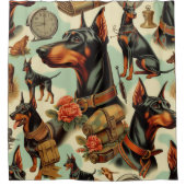 ヴィンテージDobermanシームレ絵画ス シャワーカーテン (正面)