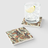 ヴィンテージDobermanシームレ絵画ス ストーンコースター (横)