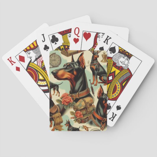 ヴィンテージDobermanシームレ絵画ス トランプ (裏面)