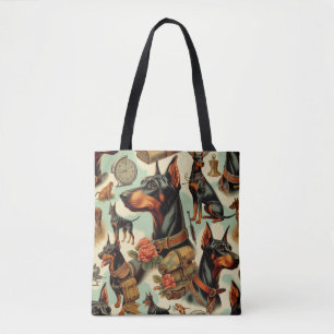 ヴィンテージDobermanシームレ絵画ス トートバッグ