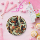 ヴィンテージDobermanシームレ絵画ス ペーパープレート (パーティー)