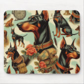 ヴィンテージDobermanシームレ絵画ス マウスパッド (正面)