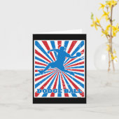 ヴィンテージDodgeballプレーヤーストライプ赤白青Su カード (黄色い花)