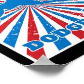 ヴィンテージDodgeballプレーヤーストライプ赤白青Su ポスター (角)