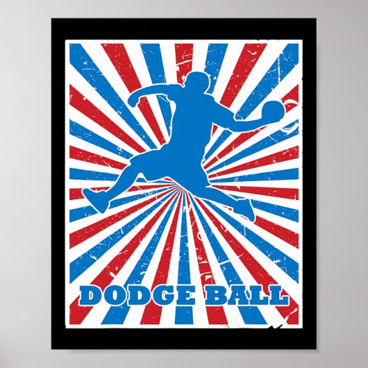 ヴィンテージDodgeballプレーヤーストライプ赤白青Su ポスター (正面)