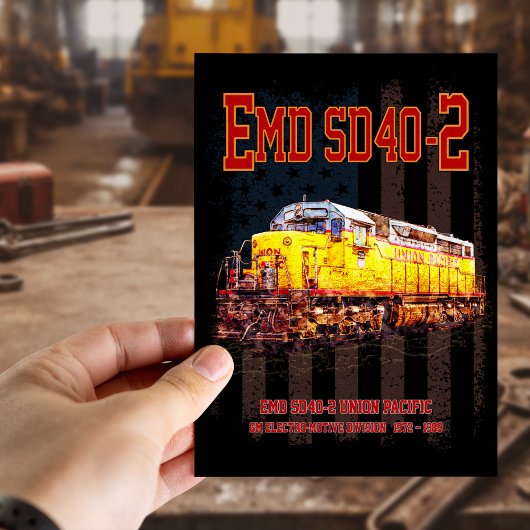 ヴィンテージEMD SD40-2ディーゼル機関車アメリカ国旗 ポストカード