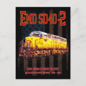ヴィンテージEMD SD40-2ディーゼル機関車アメリカ国旗 ポストカード (正面)