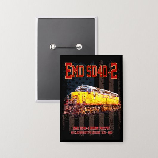 ヴィンテージEMD SD40-2ディーゼル機関車アメリカ国旗 缶バッジ (正面/裏面)