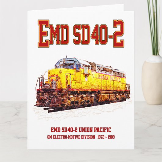 ヴィンテージEMD SD40-2ディーゼル機関車。 サンキューカード (正面)