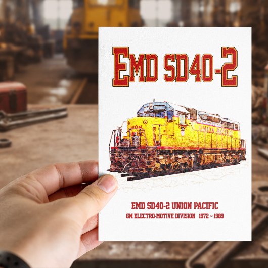 ヴィンテージEMD SD40-2ディーゼル機関車。 ポストカード