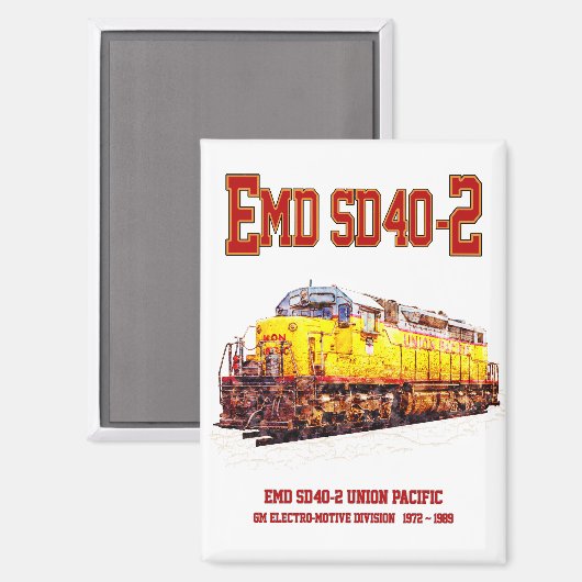 ヴィンテージEMD SD40-2ディーゼル機関車 マグネット (正面/裏面)