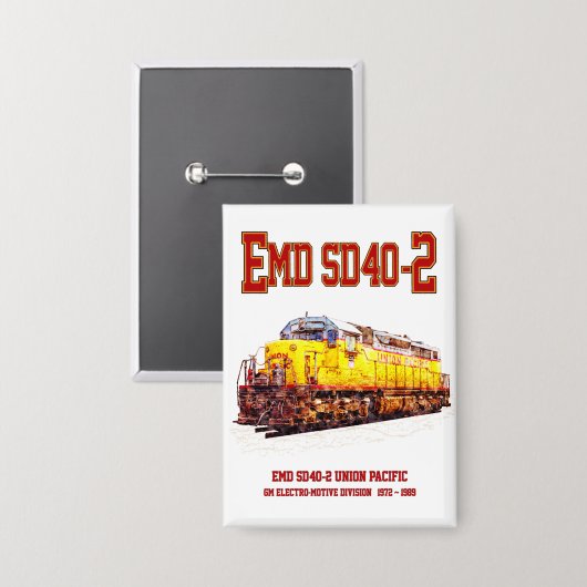 ヴィンテージEMD SD40-2ディーゼル機関車 缶バッジ (正面/裏面)