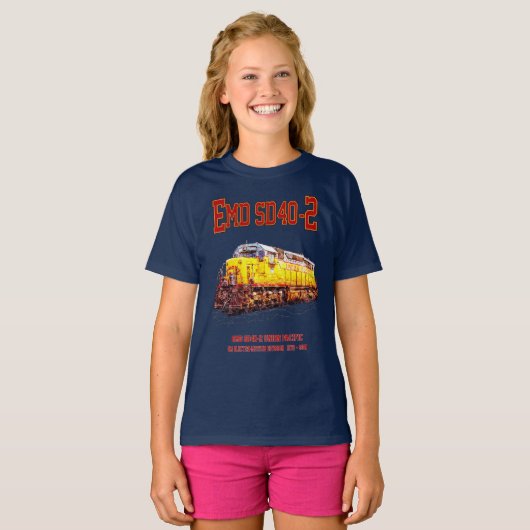 ヴィンテージEMD SD40-2ディーゼル機関車 Tシャツ (正面フル)